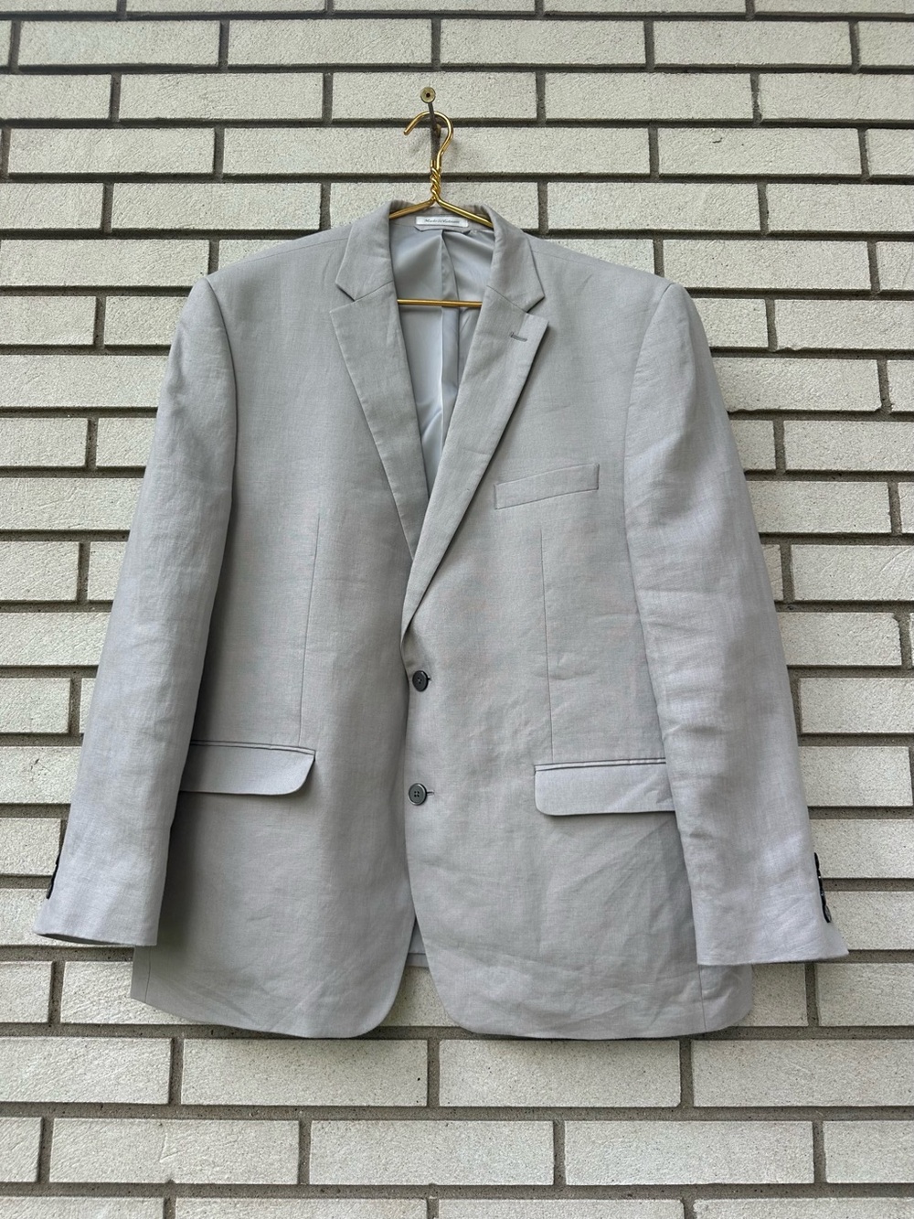 CHAPS Mens 46R Dove Gray 100% Linen Two Button Blazer Sport Coat Jacket Preppy